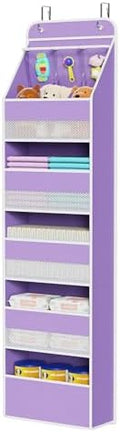 Univivi Fabric Over the Door Organizer for Baby Nursery, Purple, 6-Shelf by Univivi