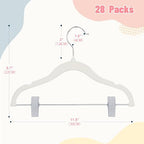 ManGotree 11.8'' Baby Velvet Hangers with Adjustable Clips 28 Pack White - Image 7