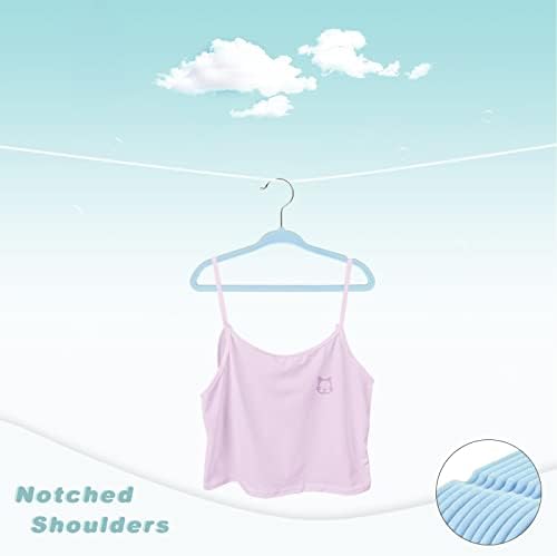 BAGAIL 50 Pack Kids Velvet Hangers 11 Inches Children's Clothes Hangers Non-Slip Baby Hangers for Infant/Toddler (Babyblue) - Image 3