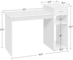 Yaheetech Computer Desk with Storage Drawer & Monitor Stand, White - Image 3