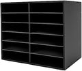 Mail Sorter Desktop, Black Mailbox for Classroom, 12 Compartments Literature Organizer, Desktop File Sorter, Paper Organizer for Home School Office (12 Slots Black) by MhdunueSK