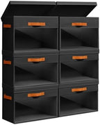 Homsorout Large Storage Bins with Lids - 6 Pack Foldable Decorative Organizers with Clear Windows & Handles, Cube Storage Organizers for Clothes, Blankets, Sweaters, Sheets, Black by Homsorout