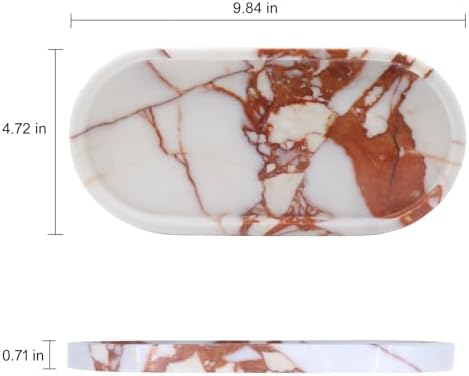 OOBOOB Oval Natural Marble Bathroom Tray for Decor Countertop, Marble Vanity Tray for Candles Perfume, Jewelry, Cosmetics, Elegant Vanity Organizer for Jewelry, Perfume - Image 4