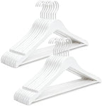 TOPIA HANGER All White Wooden Hangers, Solid Wood Suit Hangers with Extra Thick Hook and Non Slip Pants Bar, Heavy Duty Coat Hangers with Notches, Bridal Hangers for Shirts 16 Pack -CT01W by TOPIAHANGER