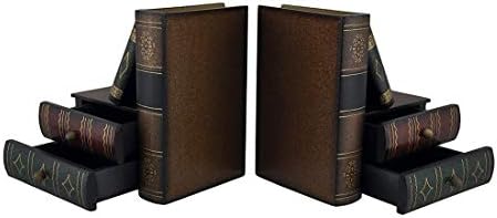 Bellaa Classic Wooden Book Bookends Library Hidden Drawers Vintage Cool Creative Unique Decorative Books Support Shelves Desk Organizer - Image 4