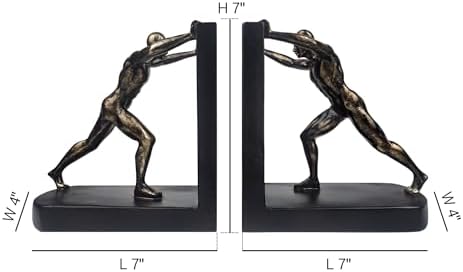 LIFFY Man Decorative Book Ends,7" Resin Non Skid Bookends for Heavy Books,Bookends for Shelves Decorative,Creative Shelf Decorations to Hold Books for Bookshelf,Home,Office,Study - Image 2