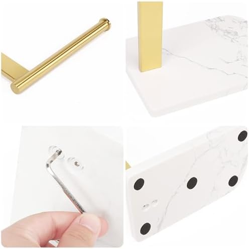 NearMoon Hand Towel Holder with Balanced Marble Base, 304 Stainless Steel Stand Towel Ring L Shape Hand Towel Rack Free-Standing Towel Bar for Bathroom Kitchen Countertop (Single Rod, Brushed Gold) - Image 6