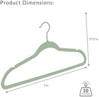 Simplify Slim Velvet Clothes Hangers | 50 Pack | Non-Slip | Shirts | Suit | Pants | Dresses | Garments | Closet Storage & Organization | Durable | Sage - Image 4