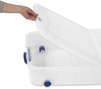 66 Qt Clear Storage Bins with Lids - 66 Quart Wheeled Latch Box, Underbed Storage Container, Durable Plastic Organizer for Bedroom, Closet, Garage,Blue - Image 5