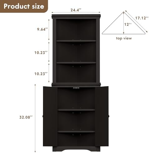 Flamaker Corner Cabinet, Freestanding Corner Shelf for Bathroom, Espresso - Image 2
