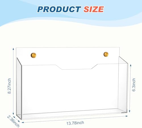 Feifeiya 1 Pcs Clear Acrylic File Holder Wall Mount, 14"x8.3"x2.4" - Image 2