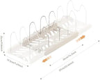 Pot Rack -Expandable Pan Organizer for Cabinet,Pot Lid Holder with 7 Adjustable Compartment for Kitchen Cabinet Cookware Baking Frying Rack,2Pack,Apricot - Image 2
