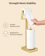 YUMORE Toilet Paper Holder with Storage & Weighted Base, Brushed Gold - Image 3