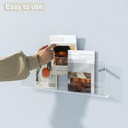 Acrylic Magazine Holder, 2 Pack Hanging Bookshelf Magazine Rack, Wall Mounted Floating Brochure Display for Waiting Room, Office, Home (Clear, 17 Inch) - Image 3