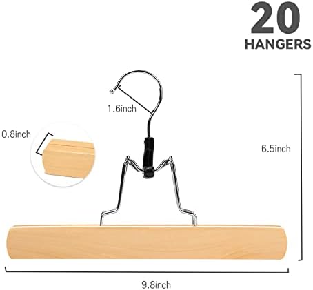 Nature Smile Wooden Pants Skirt Hangers, Smooth Finish Solid Wood Non Slip Jeans Slack Clamp Hangers Hair Extension Hangers(20Pcs Natural)… - Image 2