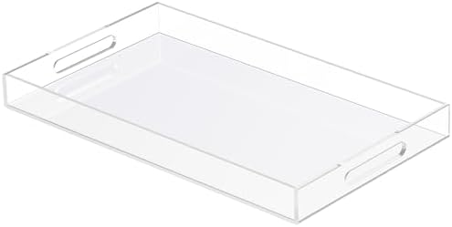 Acrylic Tray 20x12 with Cut Handles - Spill Proof Decorative Tray is an Ideal Countertop Organizer for Living Rooms, Ottoman Coffee Tables, Offices, Kitchens & Serving Guests by Unknown