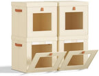 Homsorout Cube Storage Bins with Lids - Front Opening, Clear Window, 4 Pack by Homsorout
