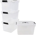 4 Packs 10 L Plastic Lidded Storage Bin, Clear Latching Storage Box by Doryh