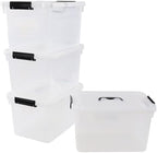 4 Packs 10 L Plastic Lidded Storage Bin, Clear Latching Storage Box by Doryh