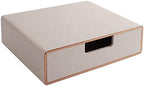 Stackable Drawer Organizer PU Leather Classic Handmade,Organize Home Office Desk Accessories and Sort Letter-Size Paper/a4 Document,Desk Caddy with Drawers Storage Box,13.1x10x3.7inches,Beige by RHCSZ