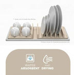 Lyor Dish Drying Rack with Diatomite Stone Absorbent Mat, Absorbent Drying Tray for Countertop, Dish Drainer, Space-Saving, 14.5 x 6.5 x 1.6 in, Beige - Image 5