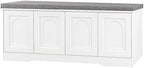 DINZI LVJ Shoe Storage Bench with Cushion, Door, White 47.2" LX17.7 H by DINZILVJ
