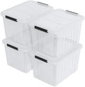 Farmoon 70 Quart Large Plastic Lidded Storage Container Bin, 4 Packs, Clear by Farmoon