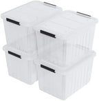 Farmoon 70 Quart Large Plastic Lidded Storage Container Bin, 4 Packs, Clear by Farmoon