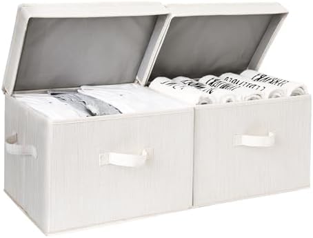 StorageWorks Fabric Storage Bins with Lids, Closet Storage Bins by StorageWorks