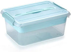 BTSKY Stack & Carry Box, Clear Plastic Storage Container Stackable Home Utility Box with Removable Tray Multi-Purpose Storage Bin for Organizing Stationery, Sewing, Art Craft Supplies(Blue) by BTSKY