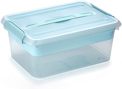 BTSKY Stack & Carry Box, Clear Plastic Storage Container Stackable Home Utility Box with Removable Tray Multi-Purpose Storage Bin for Organizing Stationery, Sewing, Art Craft Supplies(Blue) by BTSKY