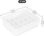 Cetomo 15 Cells Plastic Underwear Sock Drawer Organizer with Lid, Lidded Storage Box with Dividers for Bras and Socks, Basket for Closet, Stackable, White, 15 Compartments (31 x 24 x 8 cm) - Image 3