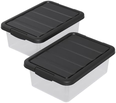 14 L Clear Storage Box with Black Lid, Medium-14 Quart, 2 Packs - Image 7