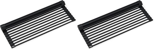 Kraus Multipurpose Workstation Sink Roll-Up Dish Drying Rack, Colander and Trivet in Black, KRM-11BL (Pack of 2) by Unknown