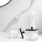 Glass Cotton Jar Holder 2 Pack– Matte Black Lid, Elegant Bathroom Storage Canister for Qtips, Cotton Balls, Floss, Makeup Organizer, Vanity & Bathroom Organization - Image 7