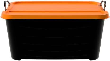 Life Story 6 Pack Stackable Storage Bin, 55 Qt Home Organizer, Black/Orange - Image 6
