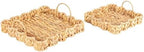 Household Essentials Woven Water Hyacinth Scalloped Square Trays, Set of 2, Natural by HouseholdEssentials