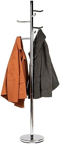 Mind Reader Freestanding Coat Rack, Multi-Hook Organizer for Office or Entryway, Metal, Silver by MindReader