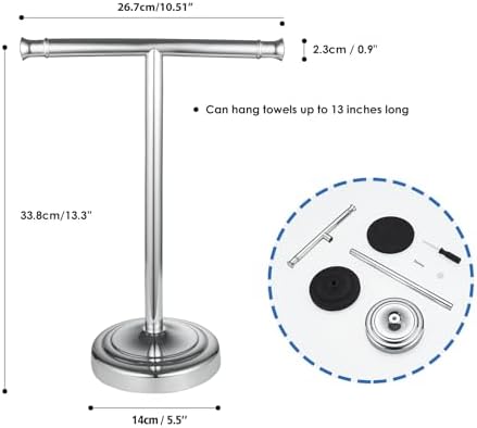 RUMOSE Polished Chrome Hand Towel Holder Stand Countertop Towel Rack - Image 7