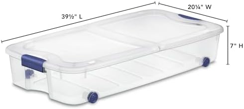 The pack Large Storage Bin 66 Quart Clear Underbed Storage Container with Latch Lid and Wheels (1) - Image 2