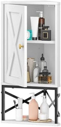 CHOEZON Bathroom Wall Cabinet, Corner Medicine Cabinet, Wall Mount Corner Cabinet for Bathroom with Open Shelf and Adjustable Shelf, Space-Saving, for Bathroom, Kitchen, Living Room, White and Black by Choezon