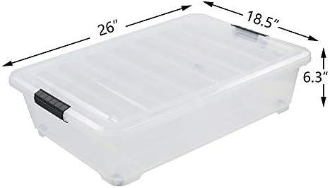 Asking 3-Pack 40 Quart Plastic Wheels Under Bed Storage Box with Lid, Clear - Image 2