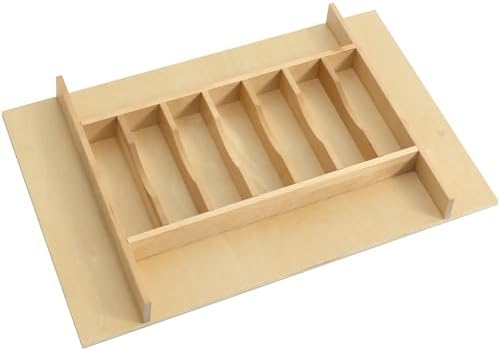 WelFurGeer Premium Wooden Silverware Organizer for Kitchen Drawers, Utensil Tray for Kitchen Drawer, Cutlery Drawer Organizer for Forks, Spoons, Knives - Sturdy Birchwood, Natural Finish by WelFurGeer