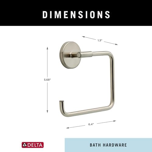 Delta Hand Towel Holder | Square Stainless Steel Ring for Hanging Towels in Kitchen, Bathroom | Trinsic Accessories - Image 6