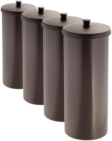 iDesign Freestanding Bathroom Toilet Paper Storage Holder with Lid for 3 Extra Rolls,Bronze,(Pack of 4) by iDesign