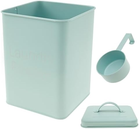 Laundry Detergent Powder Container Dispenser Holder for Laundry Room Organization Washing Powder Storage Box 3L Metal Portable Laundry Powder Bin with Handle Lid for Laundry Room (Light green) - Image 6