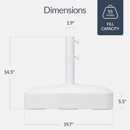Best Choice Products 55lb Fillable Umbrella Base Stand, Plastic Patio Umbrella Stand with Pole Holder, Adjustment Knob for Outdoor, Lawn, Deck, Asscher Design - White - Image 2