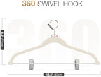 Korpai 36-Pack Beige Velvet Hangers with Clips Adjustable,Adult Hangers,Outfit Hanger,Heavy-Duty,Felt,Non-Slip,Space Saving, for Pants, Skirts, Suits,Coats, Dresses ect. - Image 2