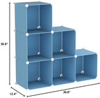 C&AHOME 6-Cube Storage Organizer Cube Shelf Closet Storage Bookcase, Blue - Image 3