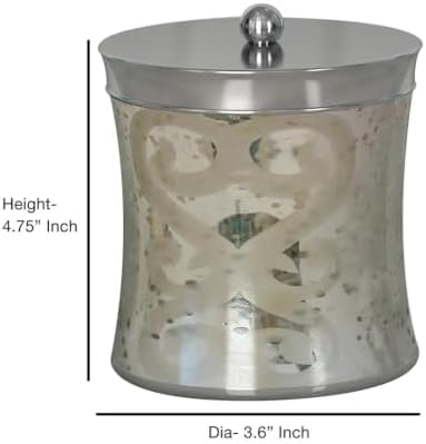 Etched Mercury Glass Vanity Jar for Cotton Swabs, Rounds, Balls & Salts - Image 5